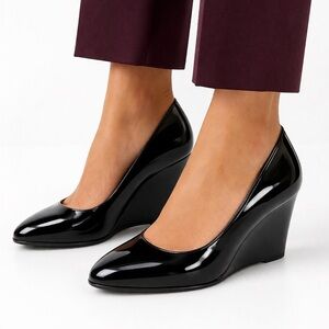 Cole Haan Black Patent Wedge Pumps Size 5.5